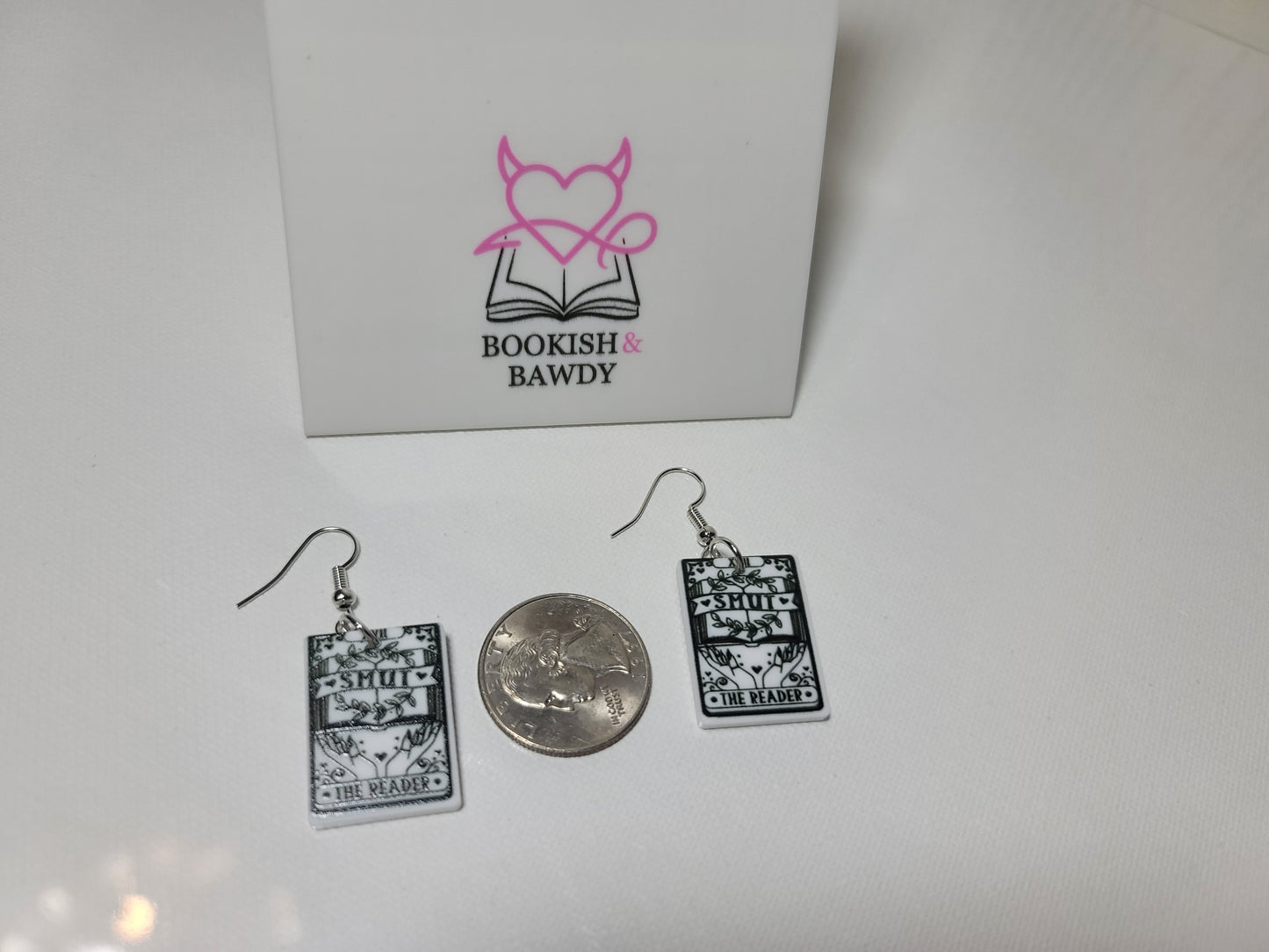 Smut Reader Statement Earrings – Bold, Spicy Tarot Card Jewelry for Romance Readers