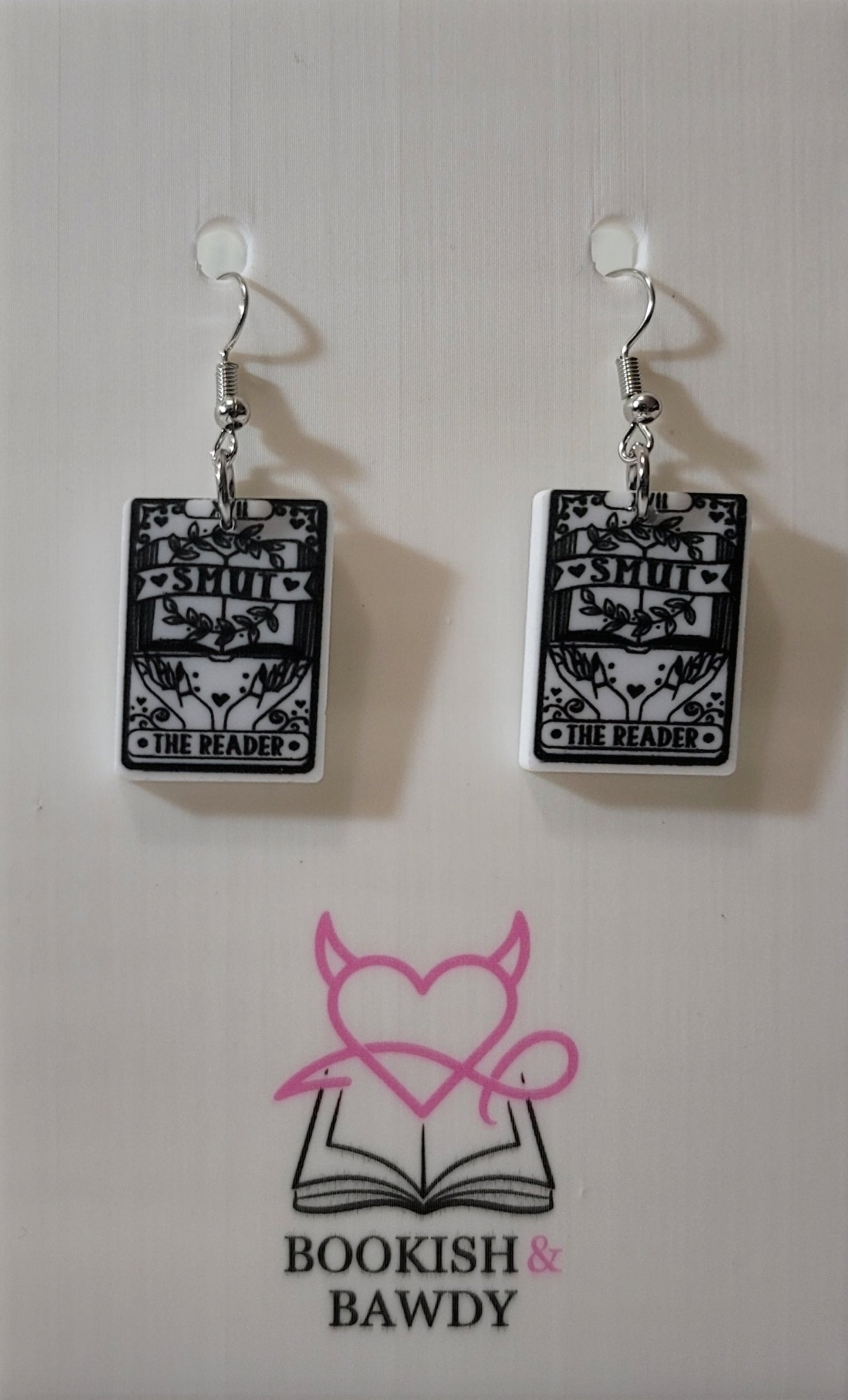 Smut Reader Statement Earrings – Bold, Spicy Tarot Card Jewelry for Romance Readers