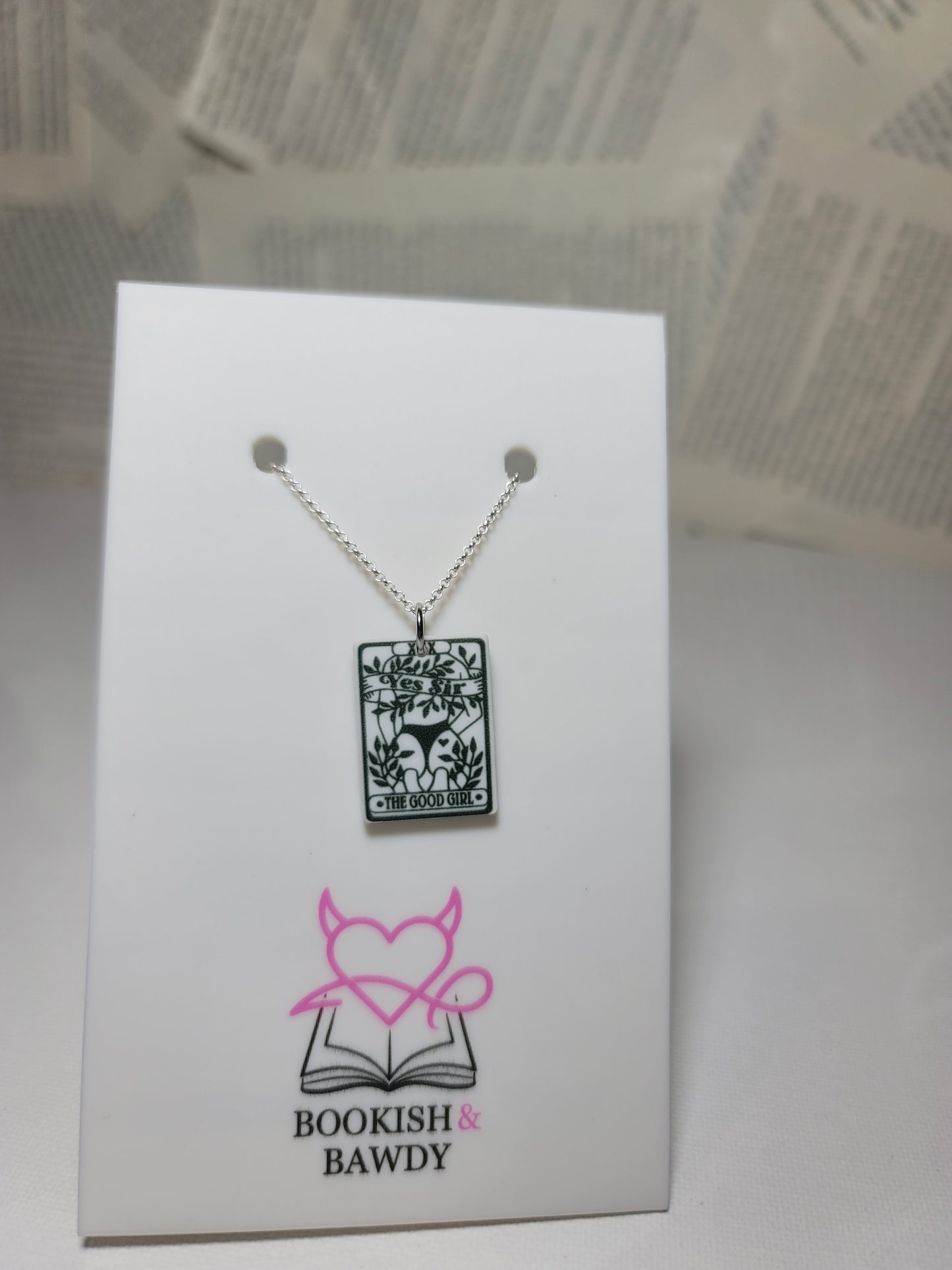 Good Girl Statement Necklace – Smut-Inspired Acrylic Pendant with Sterling, Silver-Plated, or Stainless Chain
