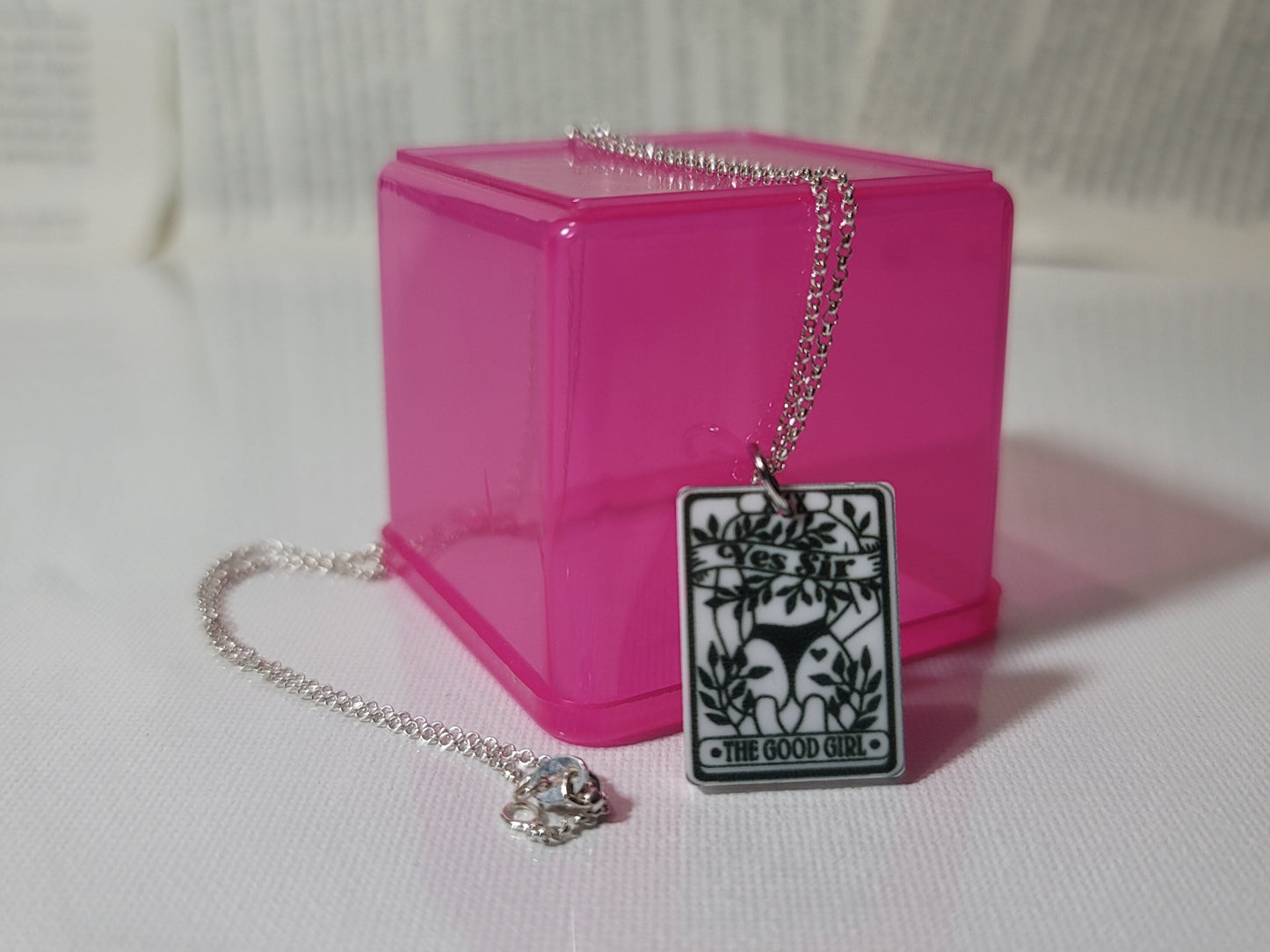 Good Girl Statement Necklace – Smut-Inspired Acrylic Pendant with Sterling, Silver-Plated, or Stainless Chain