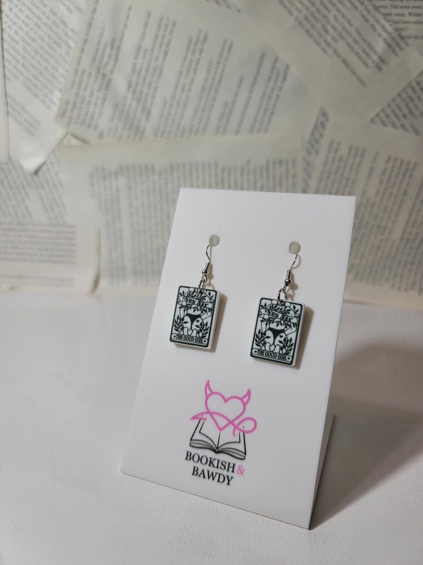 Good Girl Tarot Card Earrings – Naughty Acrylic Smut Accessory for Edgy Book Lovers