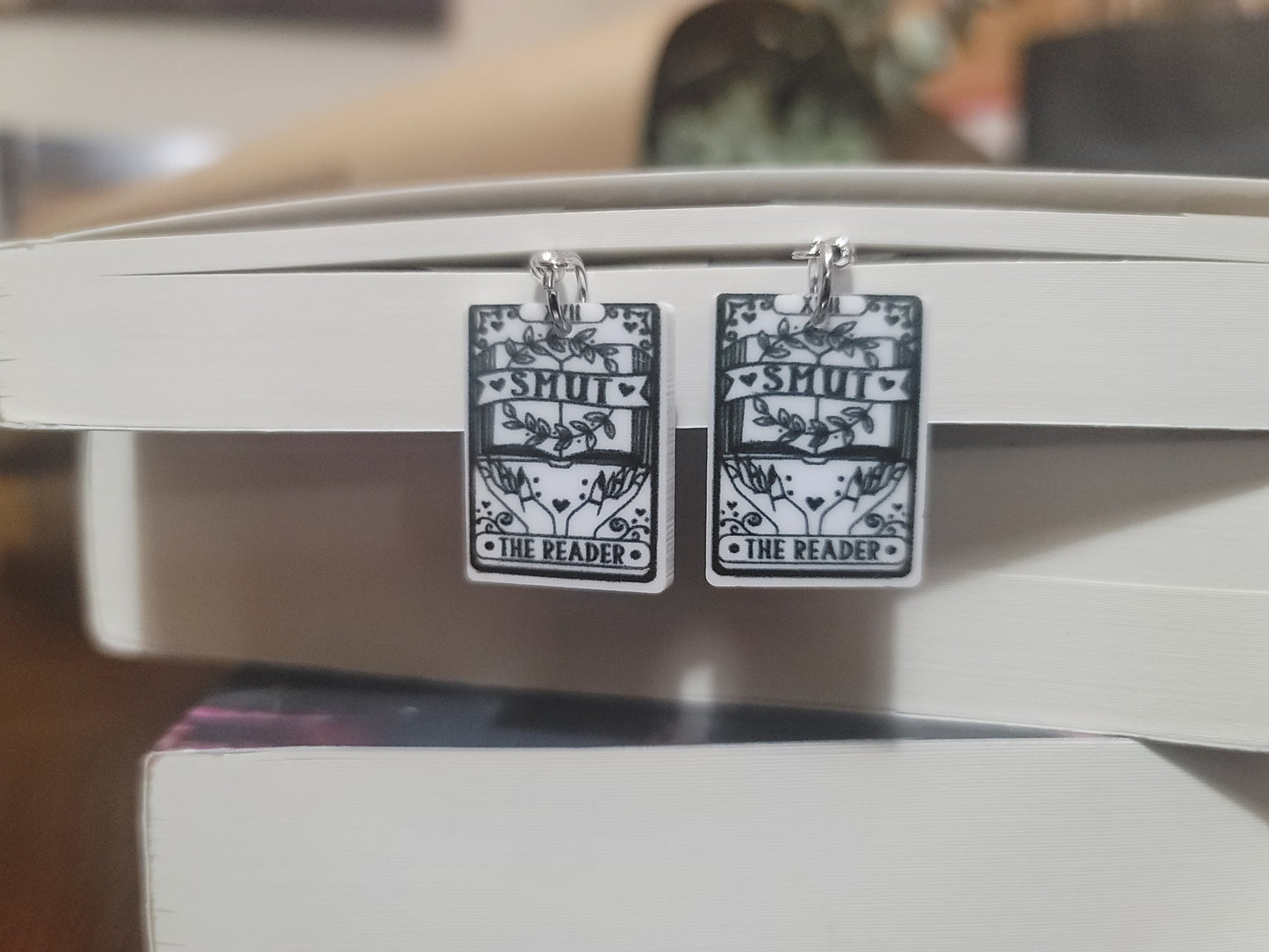 Smut Reader Statement Earrings – Bold, Spicy Tarot Card Jewelry for Romance Readers