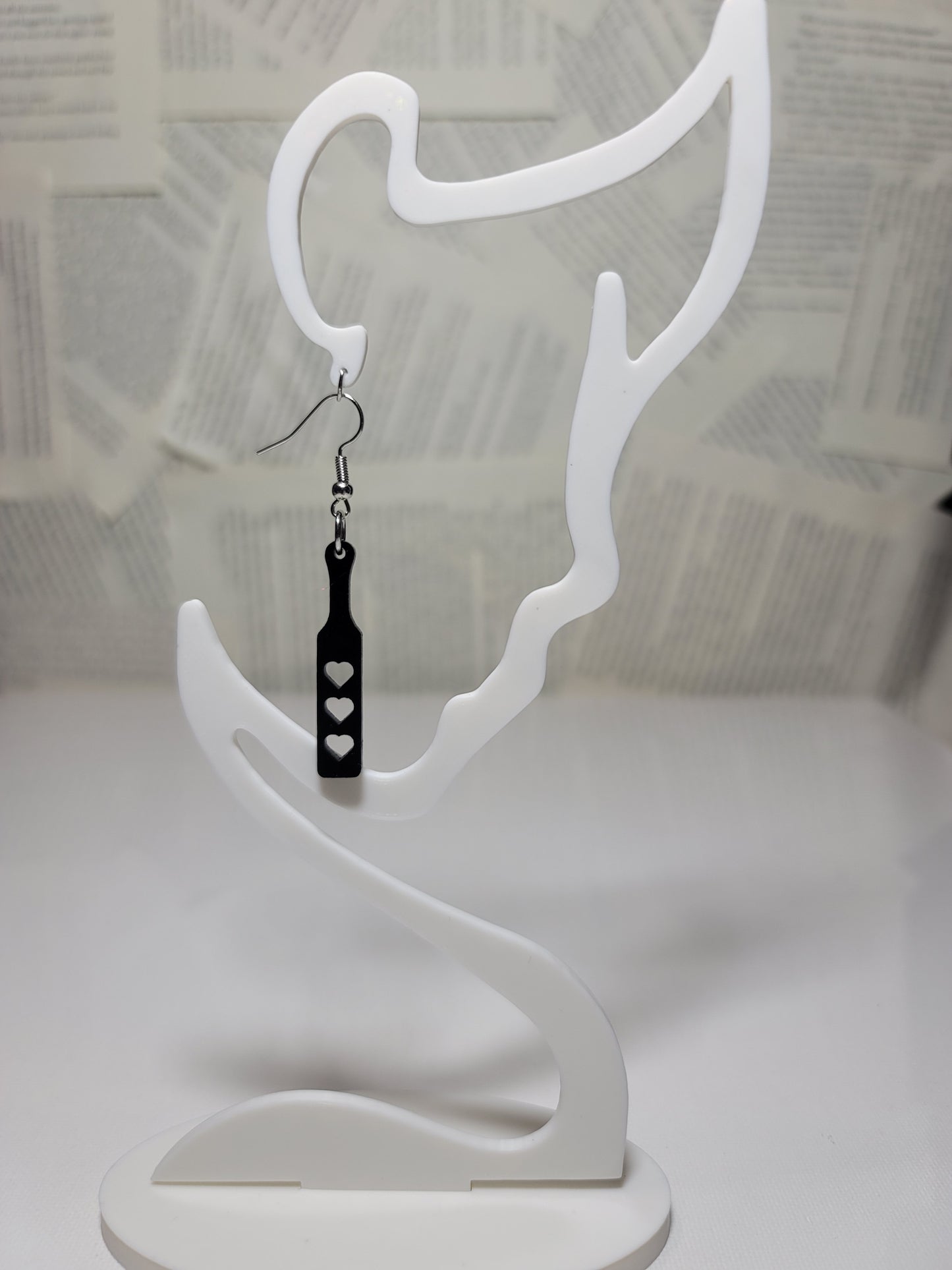 Smutty Spanking Paddle Earrings – Saucy Acrylic Dangles with Bookish Vibes