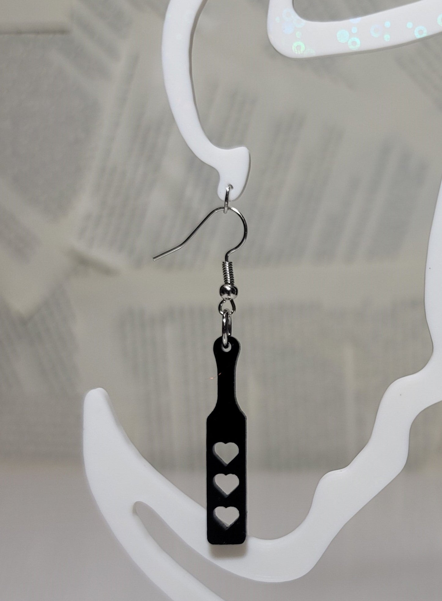 Smutty Spanking Paddle Earrings – Saucy Acrylic Dangles with Bookish Vibes
