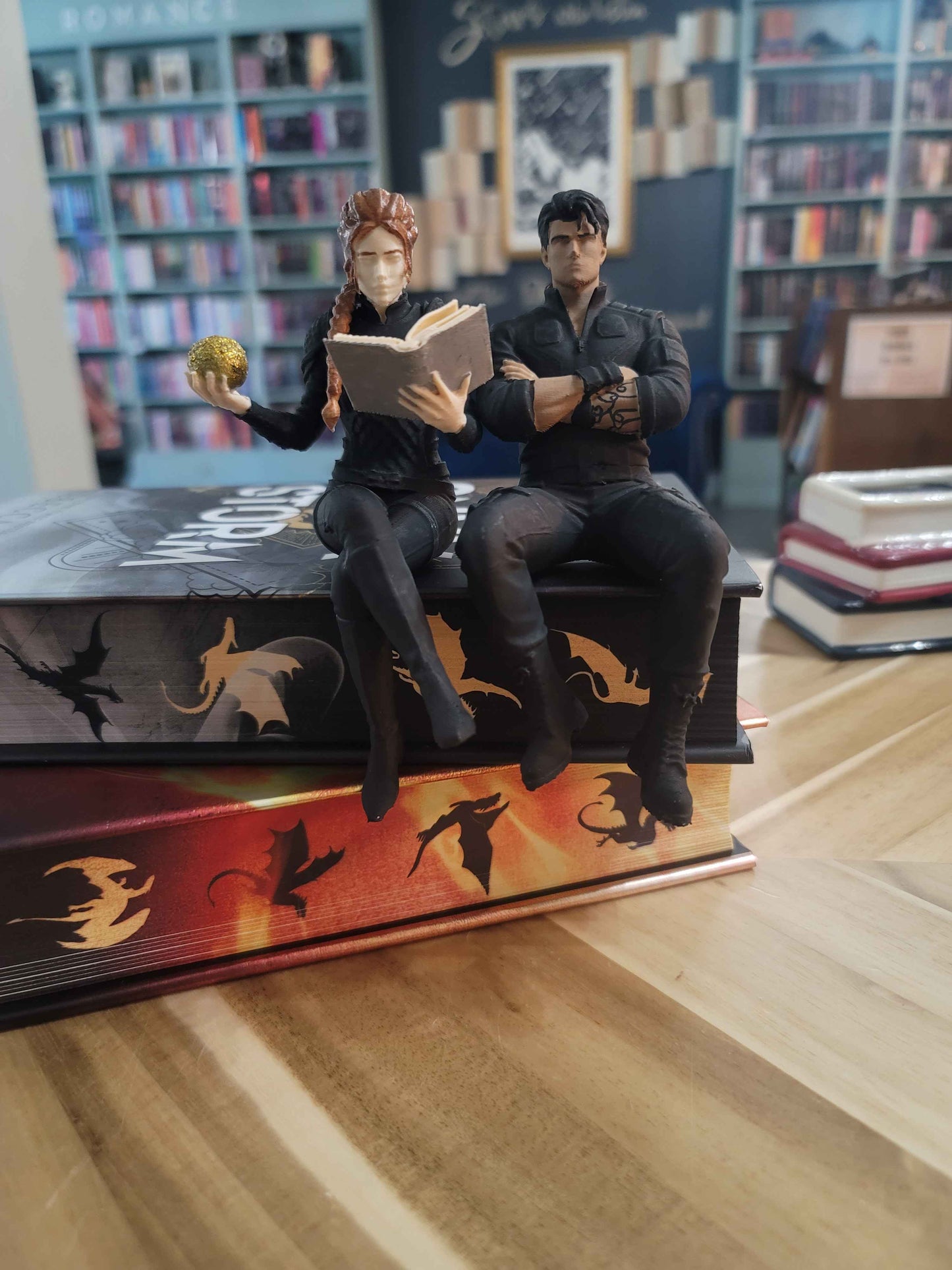Xaden & Violet Shelf Sitters | Fourth Wing Inspired Romantasy Bookshelf Decor | Hand Painted BookTok Reader Collectibles