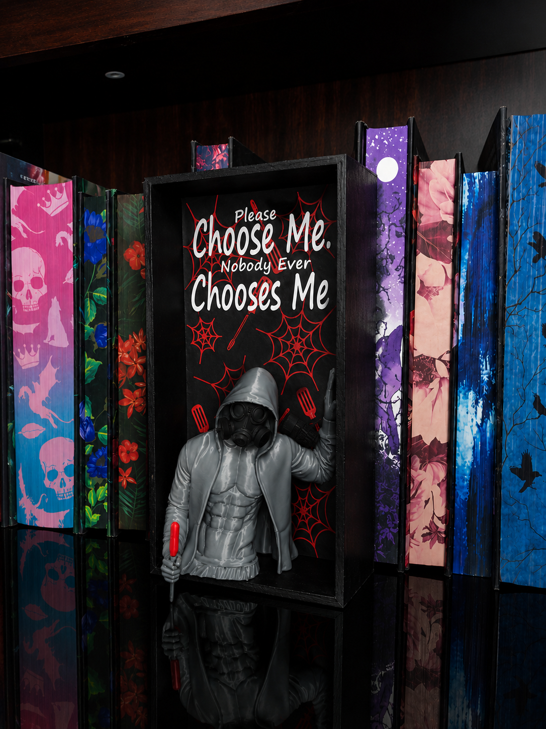 Please Choose Me. Dark Romance Book Nook | Gothic Shelf Insert Inspired by Morally Gray Romance | BookTok Decor