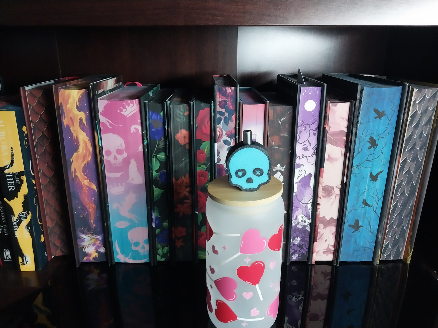 Double Sided Lights Out Inspired Skull Straw Topper for Stanley Cup - Dark Romance Booktok Decor