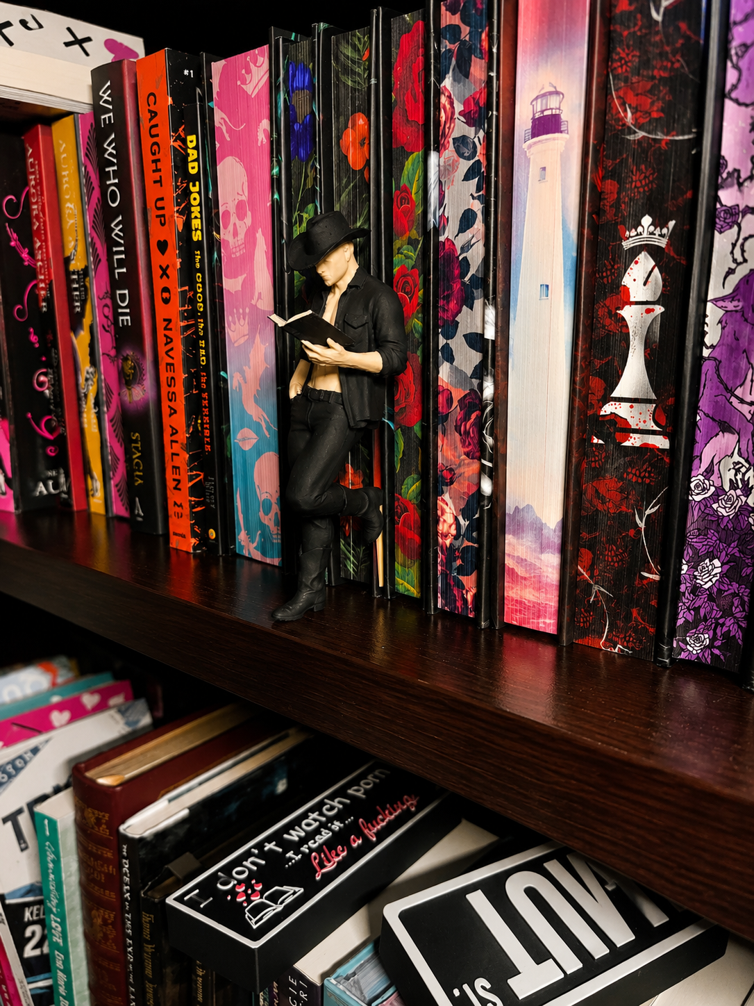 Cowboy Reader Figurine | Hand Painted Dark Romance Bookshelf Decor | BookTok Shelf Collectible