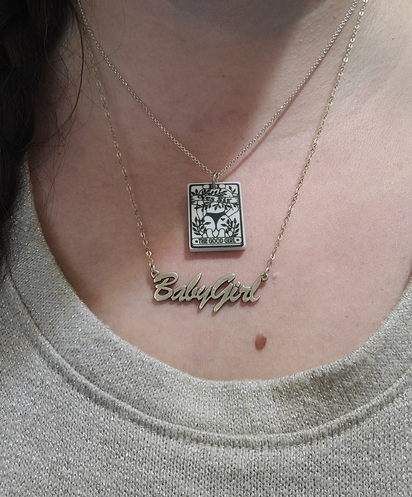 Good Girl Statement Necklace – Smut-Inspired Acrylic Pendant with Sterling, Silver-Plated, or Stainless Chain