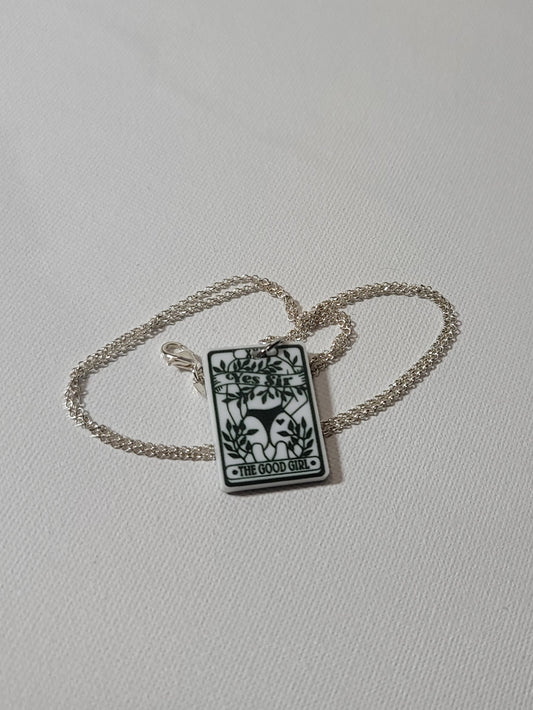 Good Girl Statement Necklace – Smut-Inspired Acrylic Pendant with Sterling, Silver-Plated, or Stainless Chain