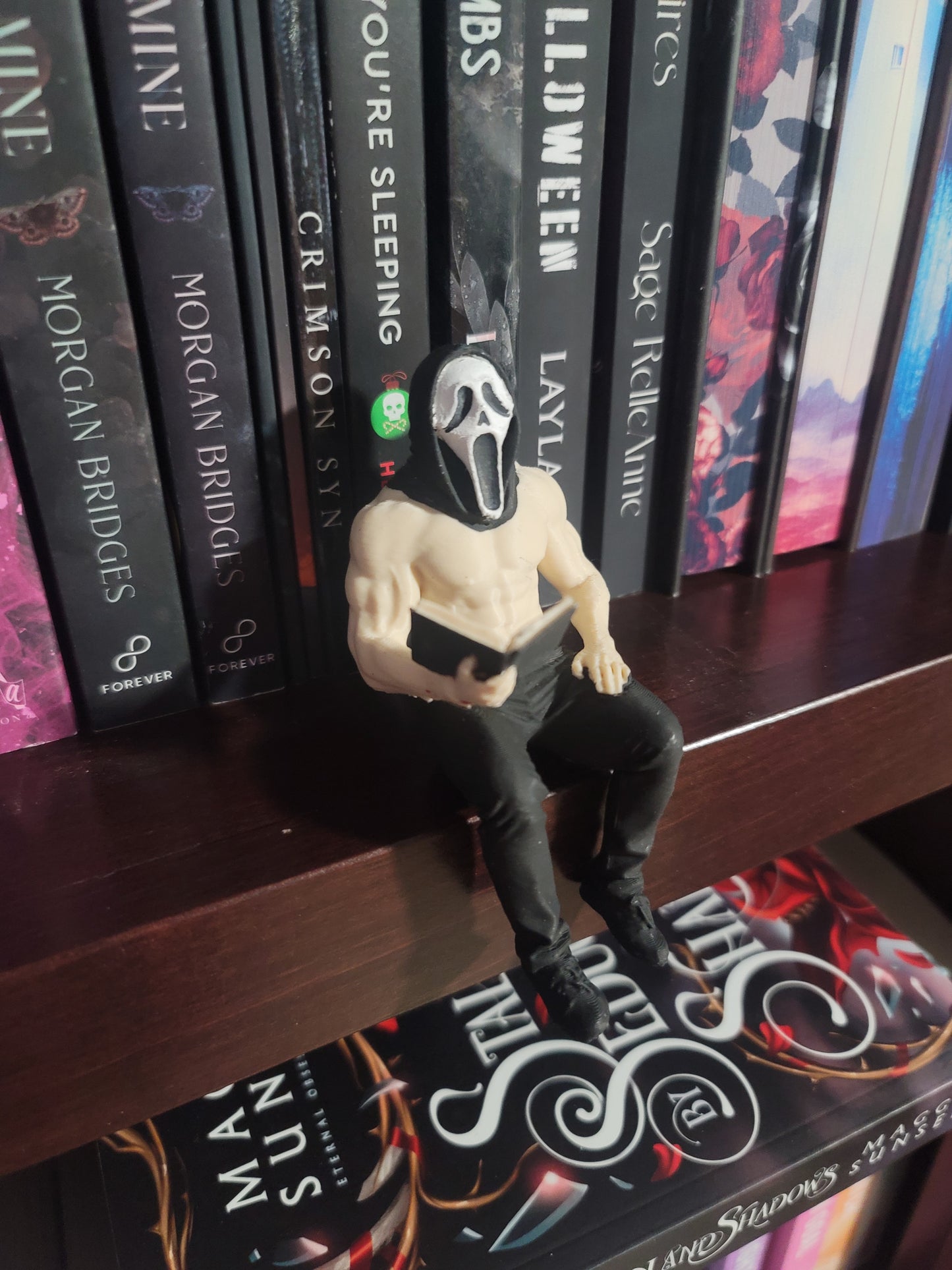 Hand Painted Dark Romance Reader Shelf Sitter | Gothic BookTok Bookshelf Decor for Readers