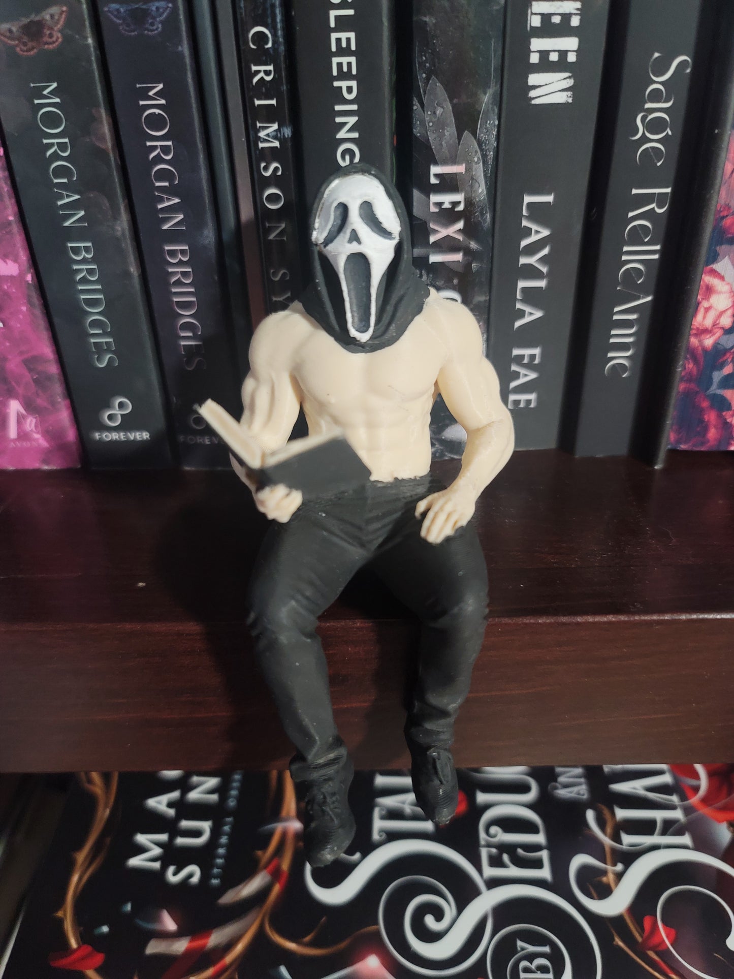 Hand Painted Dark Romance Reader Shelf Sitter | Gothic BookTok Bookshelf Decor for Readers