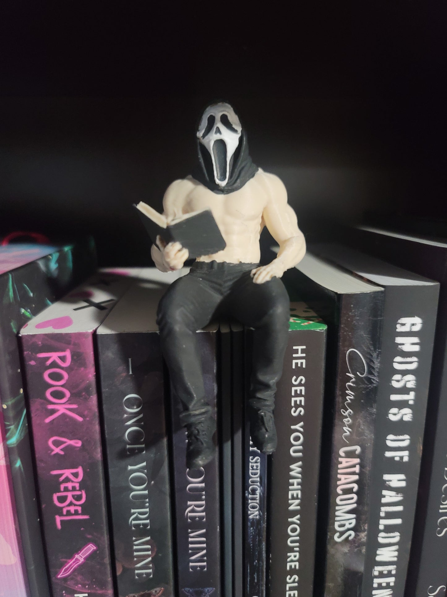 Hand Painted Dark Romance Reader Shelf Sitter | Gothic BookTok Bookshelf Decor for Readers