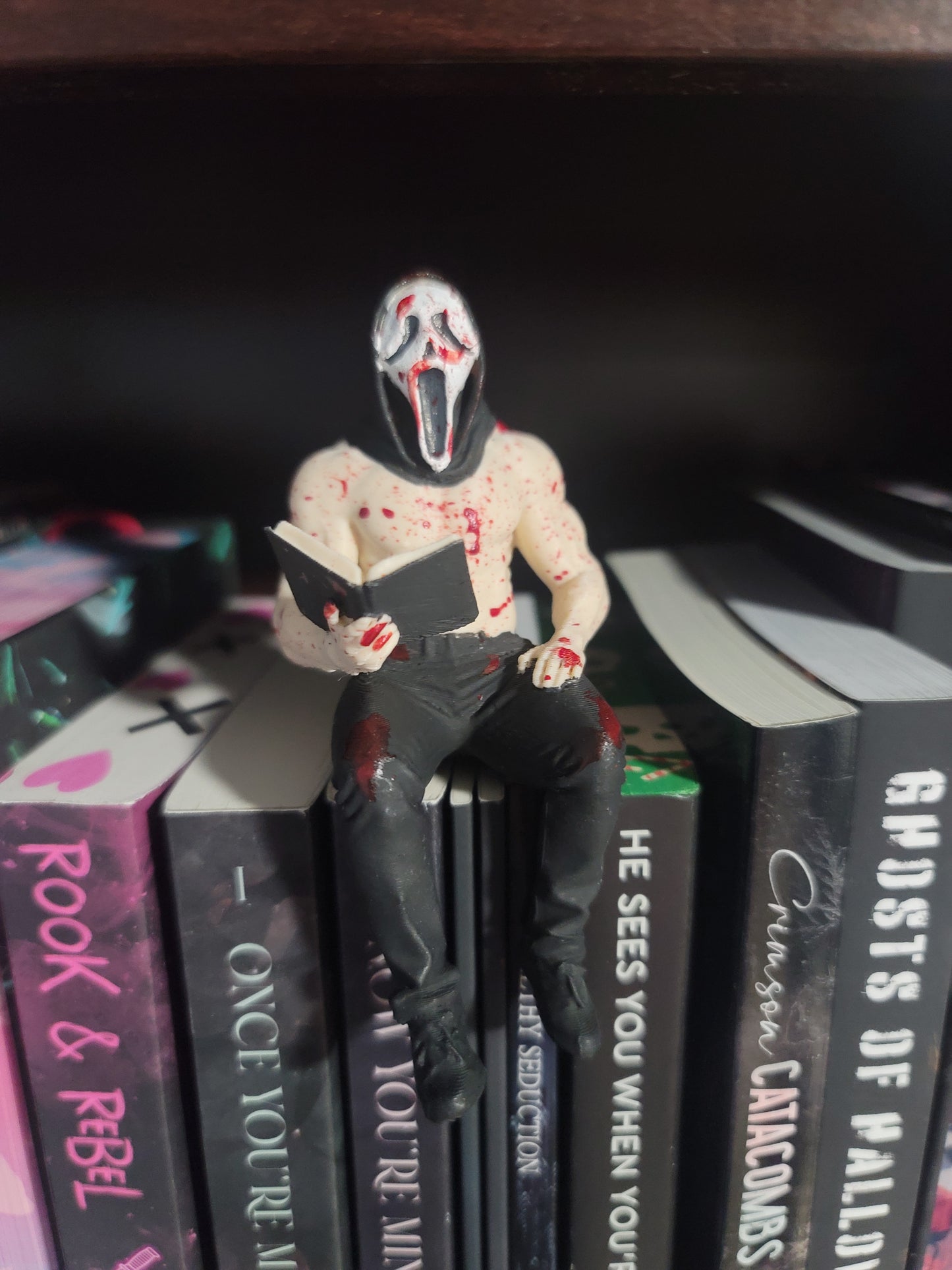 Hand Painted Dark Romance Reader Shelf Sitter | Gothic BookTok Bookshelf Decor for Readers
