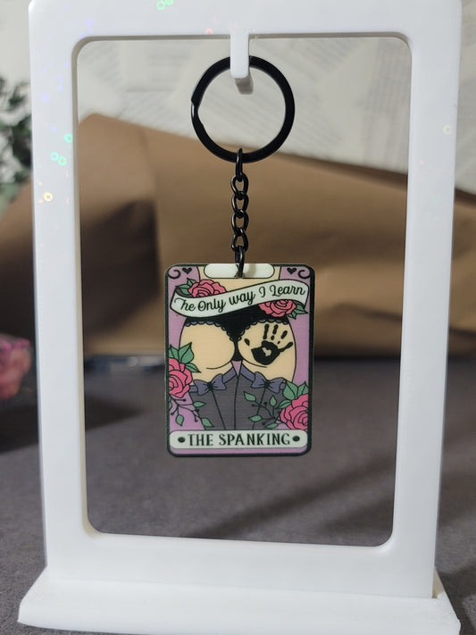 The Only Way I Learn, Spanking’ Keychain – Cute & Naughty Tarot-Inspired Accessory