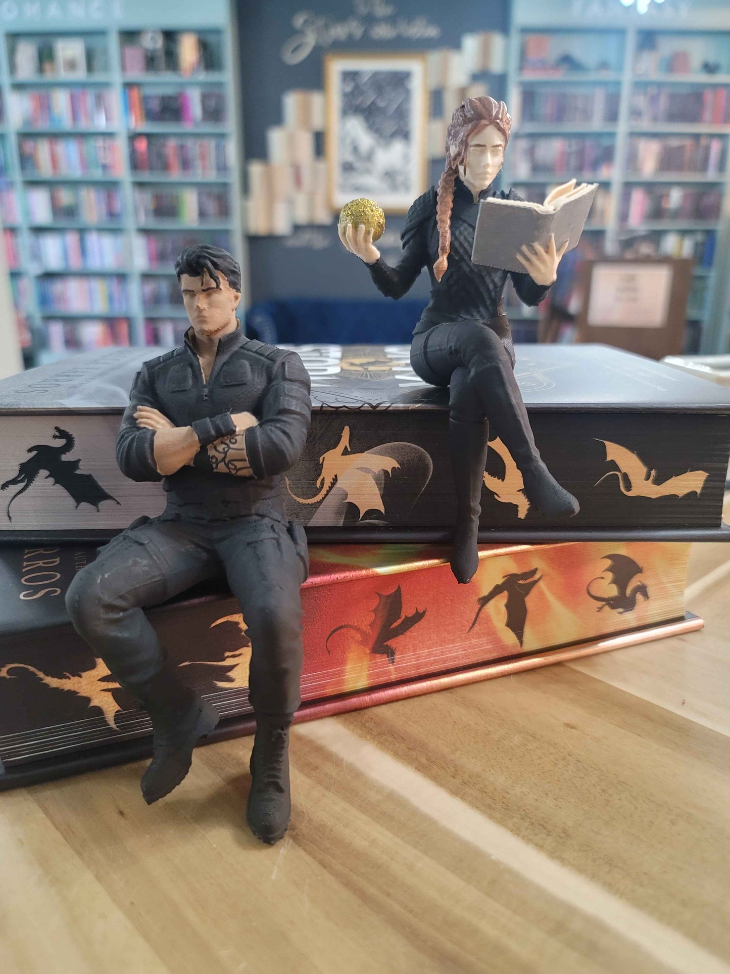 Xaden & Violet Shelf Sitters | Fourth Wing Inspired Romantasy Bookshelf Decor | Hand Painted BookTok Reader Collectibles
