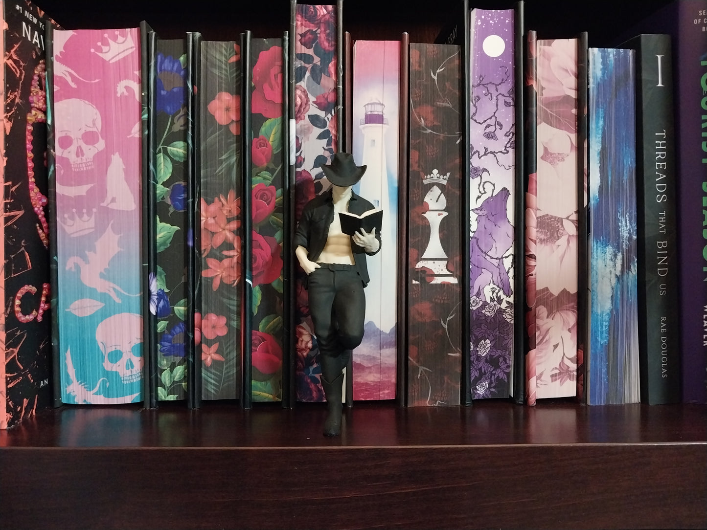 Cowboy Reader Figurine | Hand Painted Dark Romance Bookshelf Decor | BookTok Shelf Collectible
