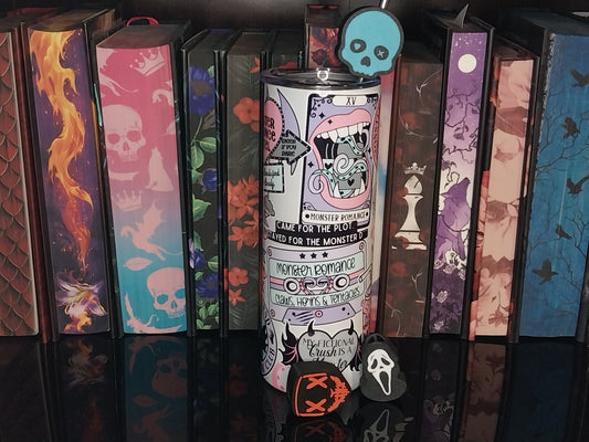 Monster Girl 20oz Tumbler | Monster Romance Book Club Gift | Skinny Cup with Lid, Straw, and Straw Topper