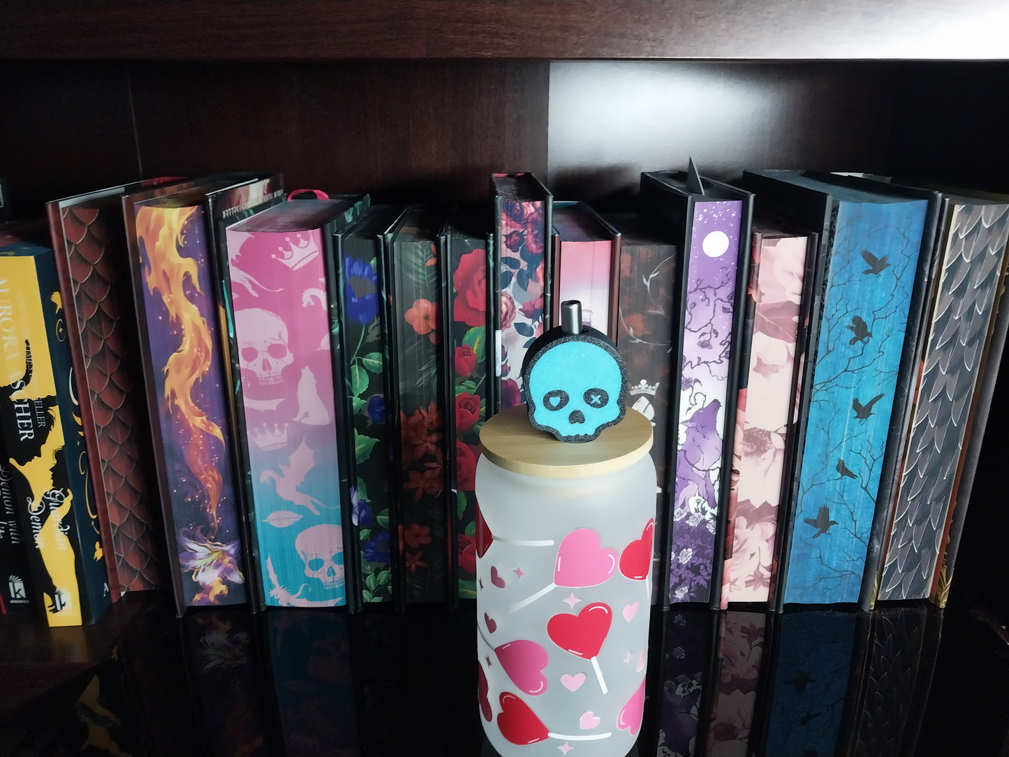 Double Sided Lights Out Inspired Skull Straw Topper for Stanley Cup - Dark Romance Booktok Decor