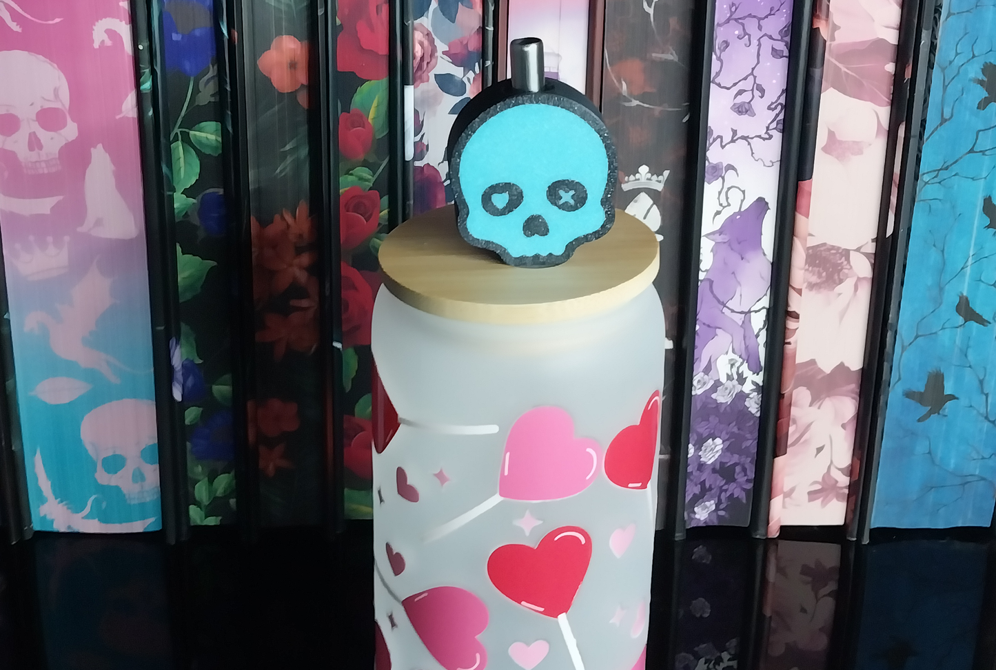 Double Sided Lights Out Inspired Skull Straw Topper for Stanley Cup - Dark Romance Booktok Decor