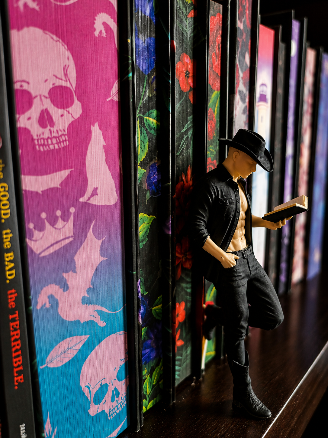 Cowboy Reader Figurine | Hand Painted Dark Romance Bookshelf Decor | BookTok Shelf Collectible