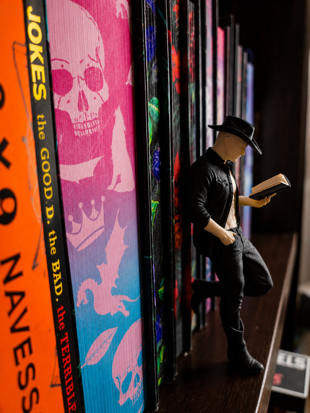 Cowboy Reader Figurine | Hand Painted Dark Romance Bookshelf Decor | BookTok Shelf Collectible