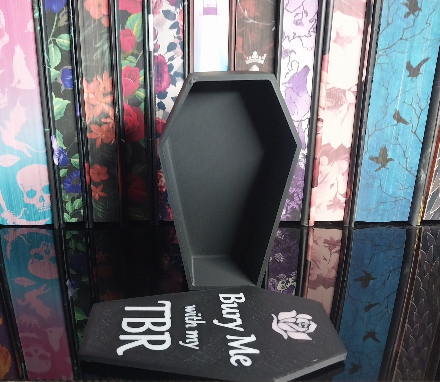 3D Printed Bury Me With My TBR Coffin Trinket Box - Romance Reader Gift, Dark Romance Shelf Decor & Organizer