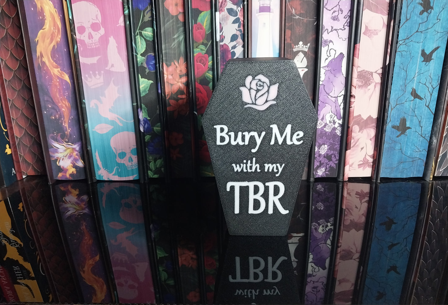 3D Printed Bury Me With My TBR Coffin Trinket Box - Romance Reader Gift, Dark Romance Shelf Decor & Organizer