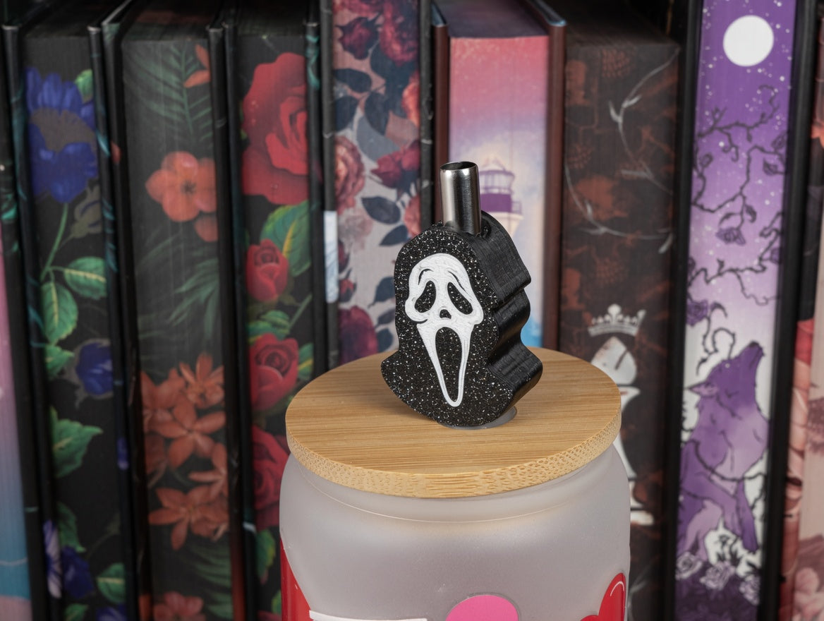 Double Sided Ghostface Mask Straw Topper for Stanley Cups | Dark Romance BookTok Decor