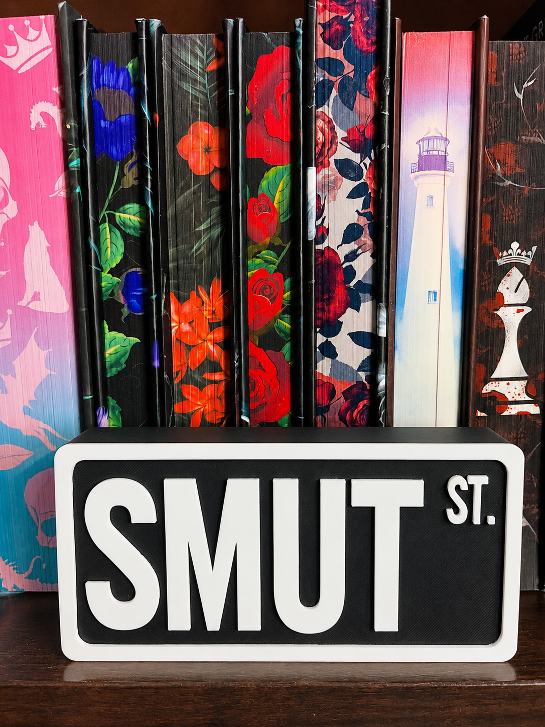 Smut Street Shelf Sign | Boutique Dark Romance Bookshelf Decor for BookTok Readers