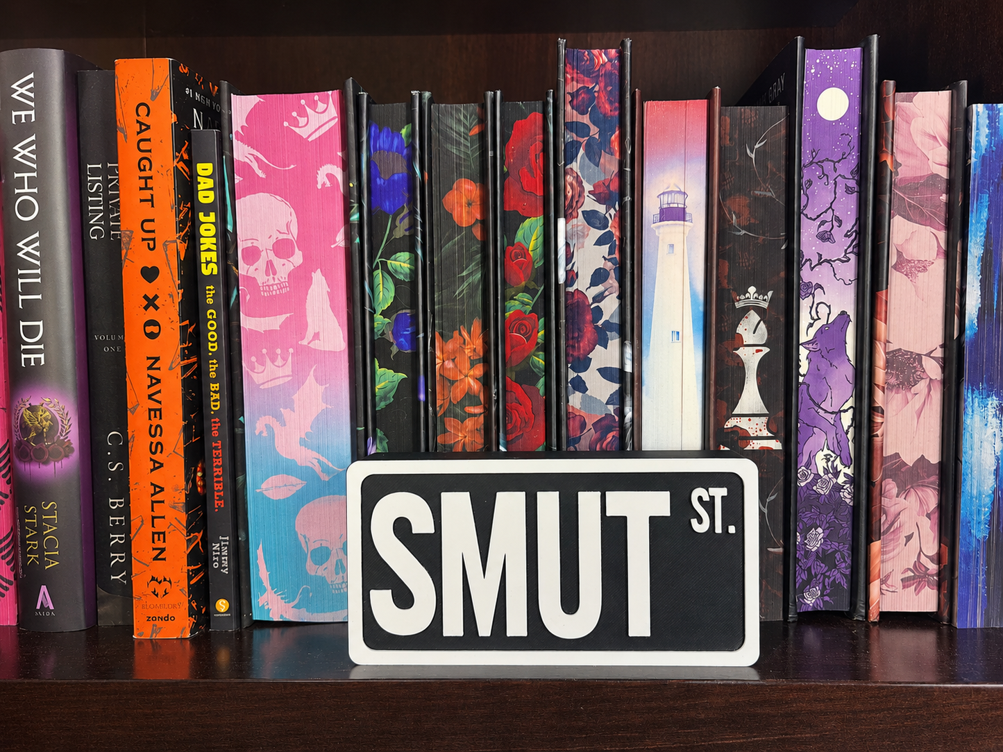 Smut Street Shelf Sign | Boutique Dark Romance Bookshelf Decor for BookTok Readers